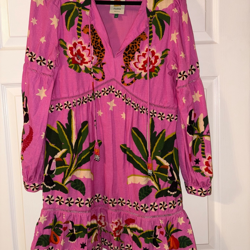 ⭐️FARM Rio Pink Long Sleeve V-Neck Sundress🌸💐 - Picture 9 of 11